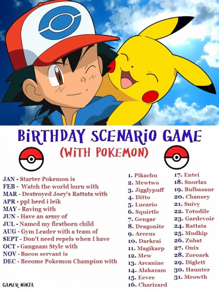 Pokemon birthday scenario game