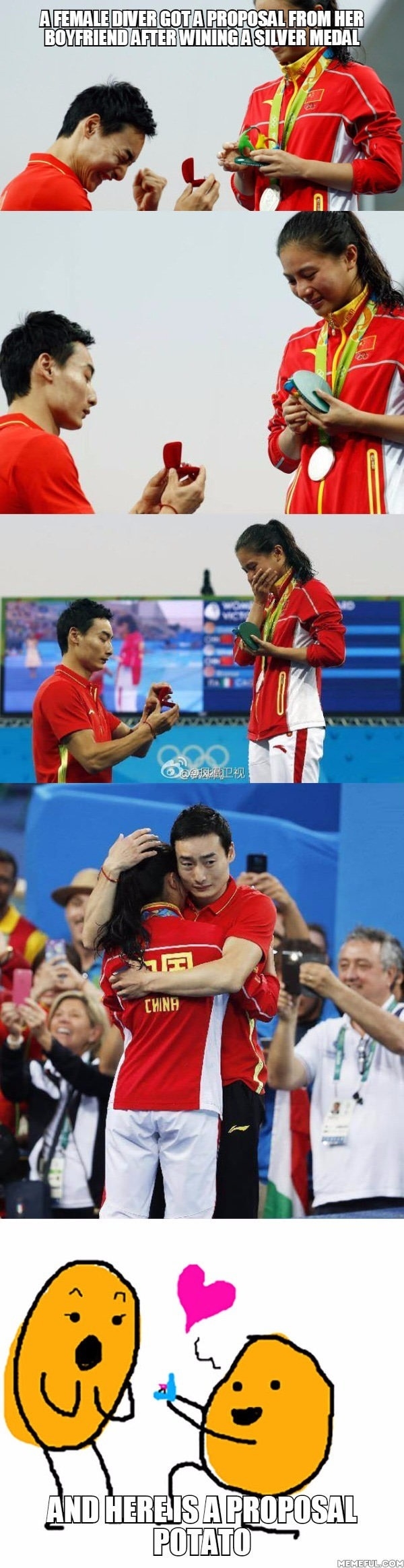 Chinese diver He Zi made a touching podium proposal