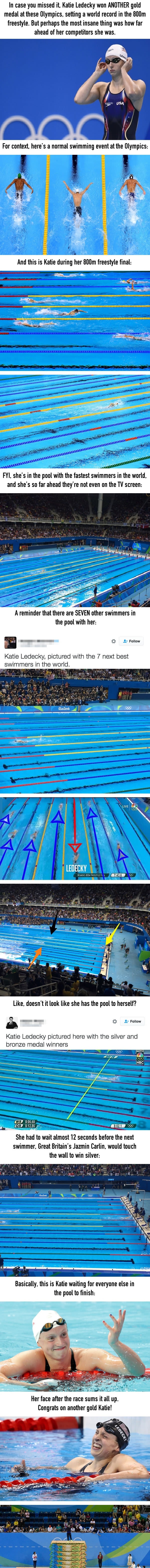 This is how much faster Katie Ledecky is