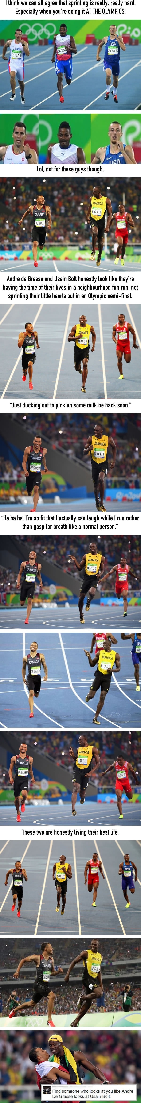 Usain Bolt & Andre De Grasse made the 200m semi-final look so easy