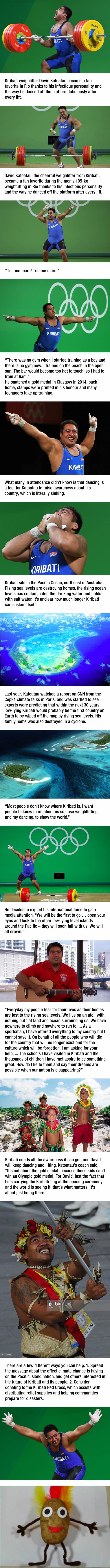 Kiribati dancing weightlifter David Katoatau