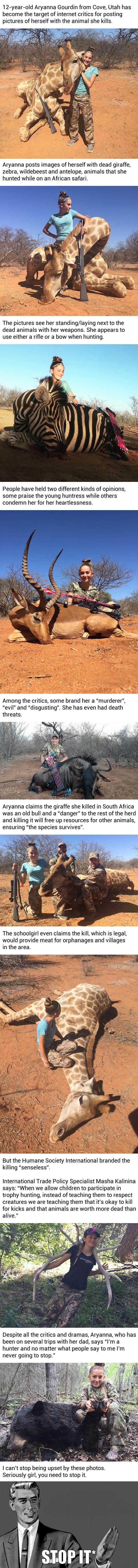 12 y/o girl who shoots wild animals says she will never stop