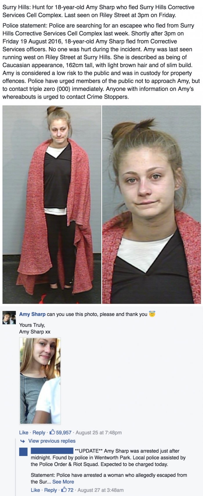 Teen on the run asks police on fb to use better photo of her