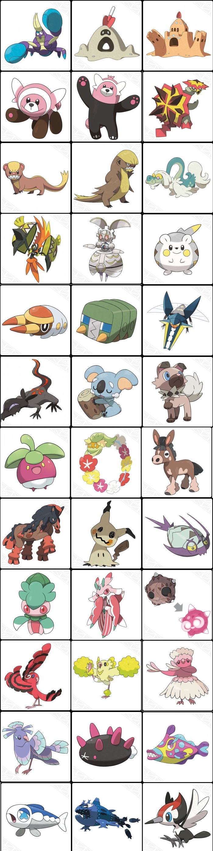 All known new Pokemon in Pokemon Sun and Moon