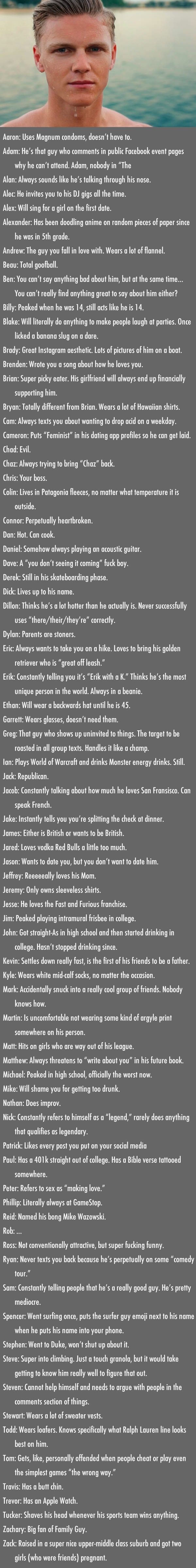 Guy names and their corresponding stereotypical personality