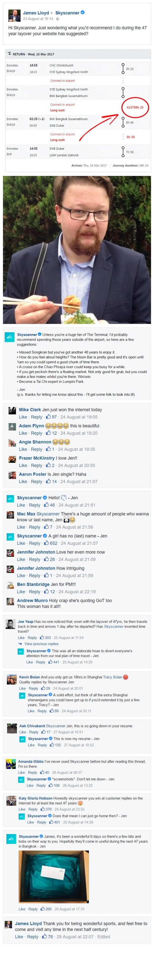 Guy is stuck with 47 year flight connection