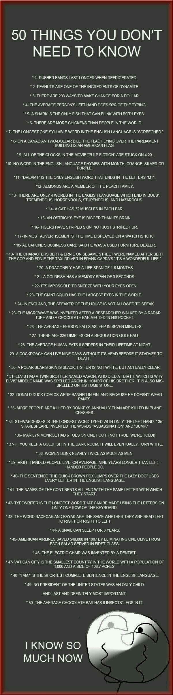 50 things you don't need to know