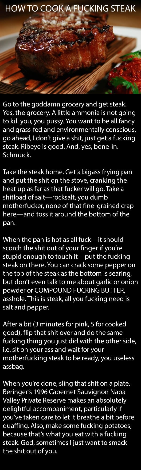How to cook a f**king steak