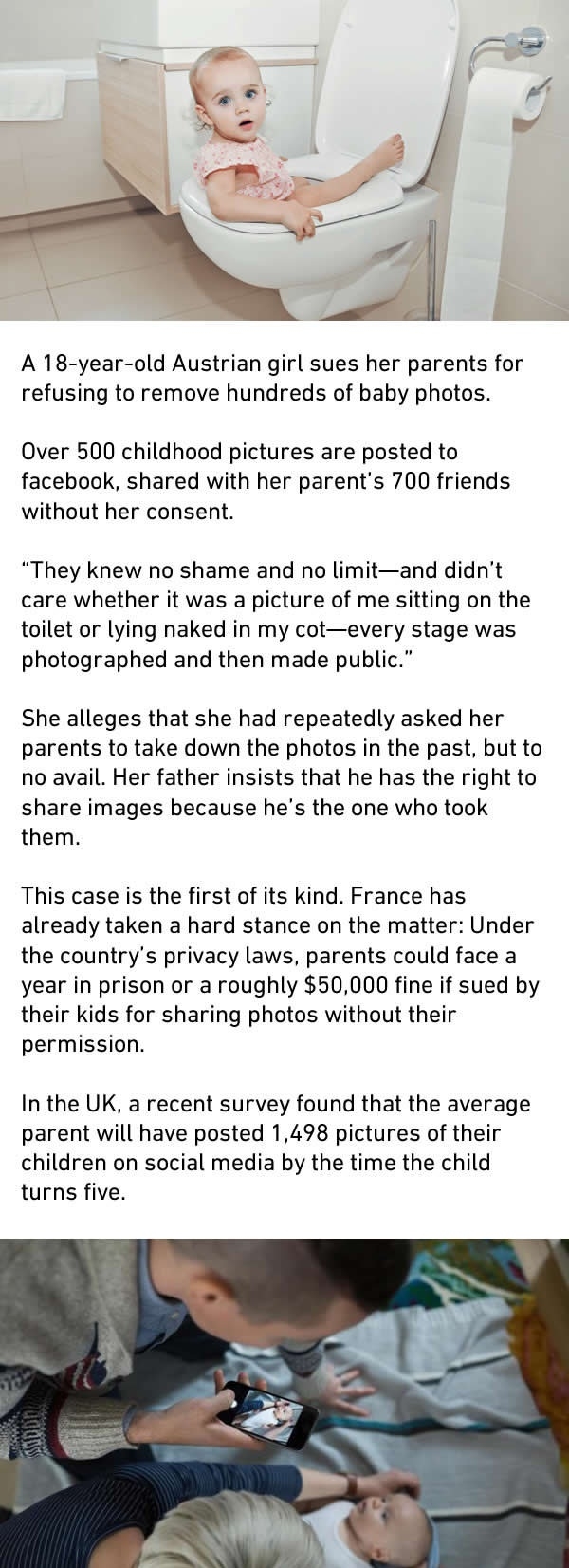 Austrian girl sues her parents for posting her n*ked baby photos on fb
