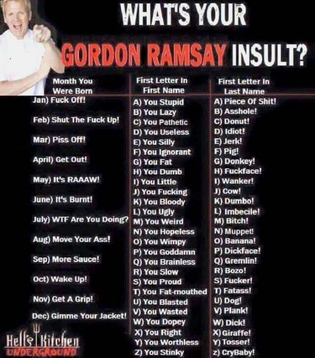 What is you Gordon Ramsay insult?