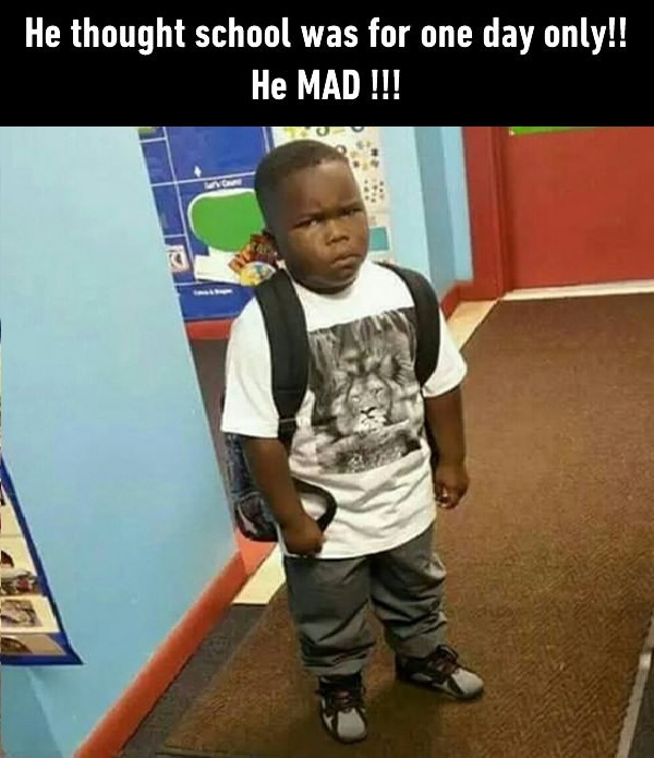 The face I make, realising it's back to school time