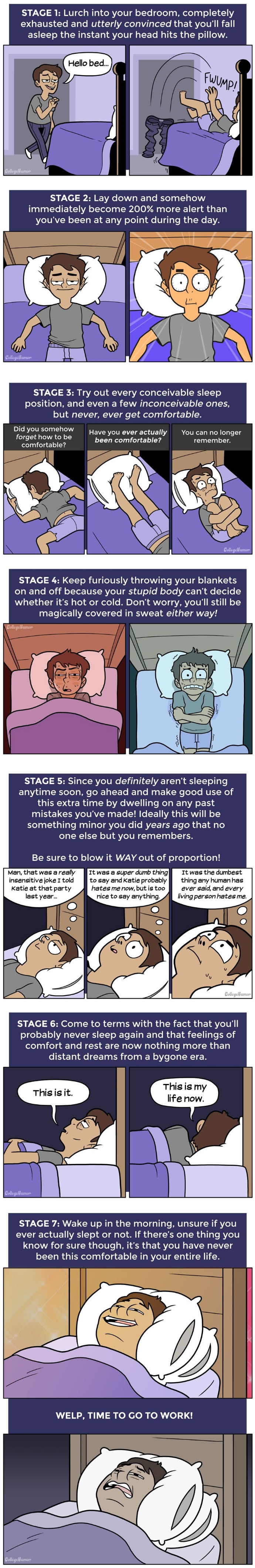 7 stages of not sleeping at night