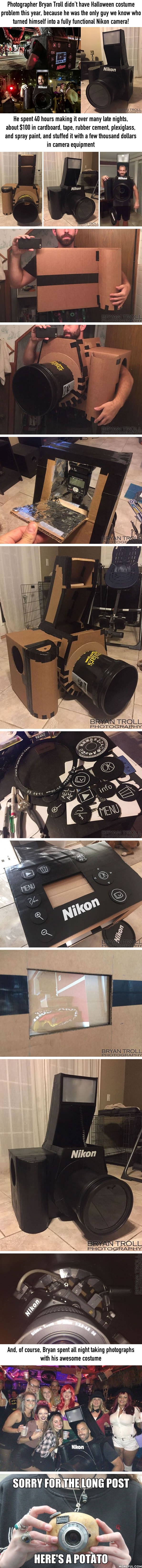 Fully-functional Nikon camera Halloween costume