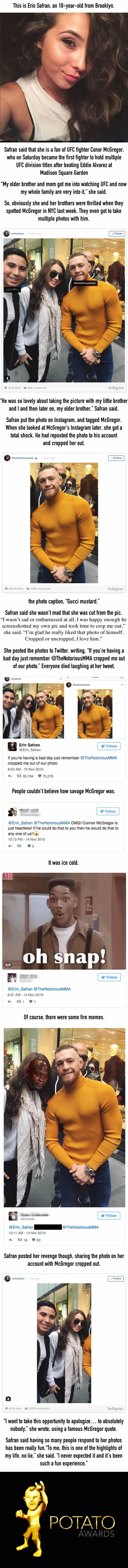 Teen got cropped out of Conor McGregors photo