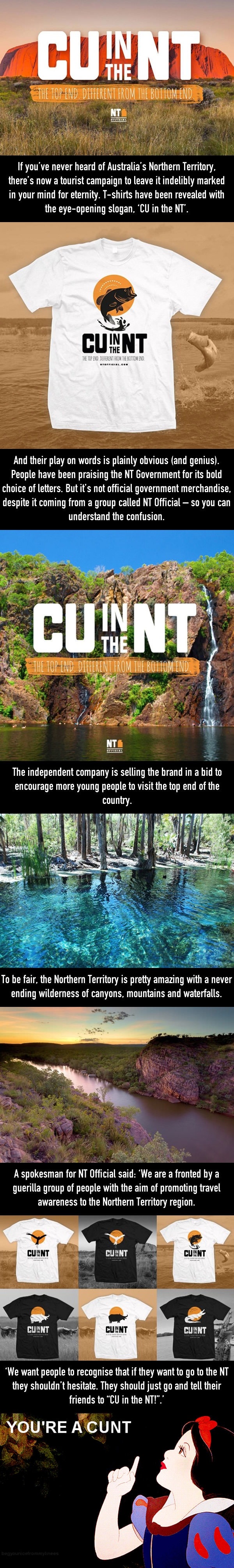 'CU in the NT' is quite possibly the wildest tourism slogan ever