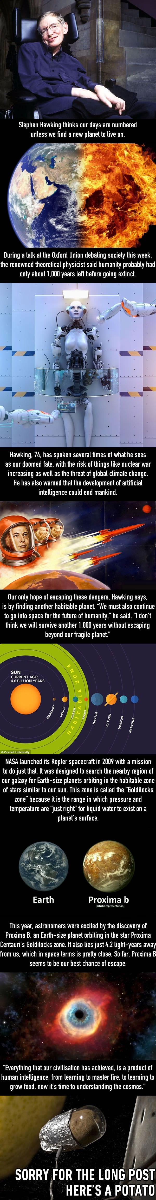 Stephen Hawking says humans will be wiped out in 1,000 years