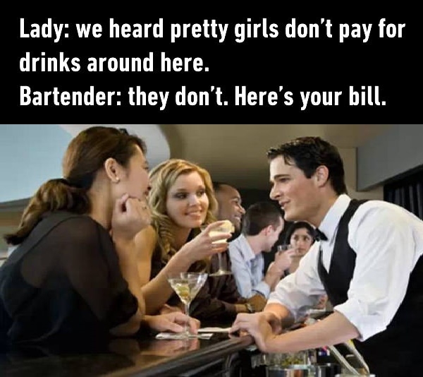 Bartender being a savage