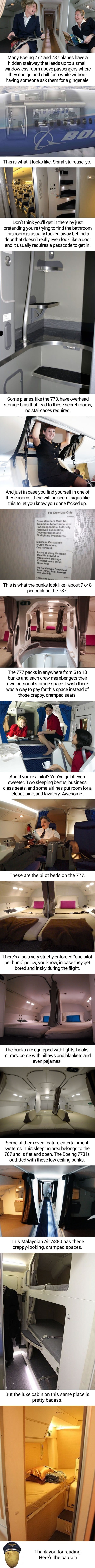 Secret rooms pilots & flight attendants sleep in