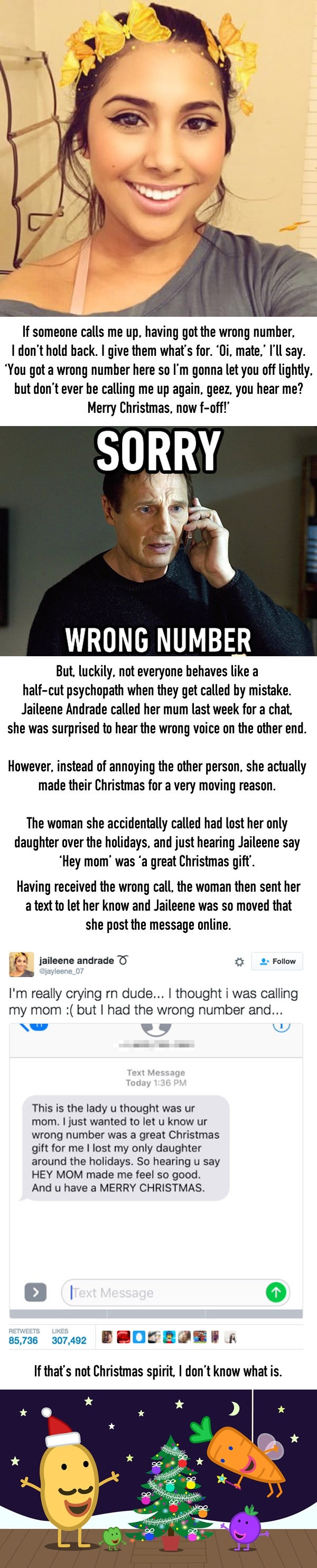 Wrong number makes someone's Christmas