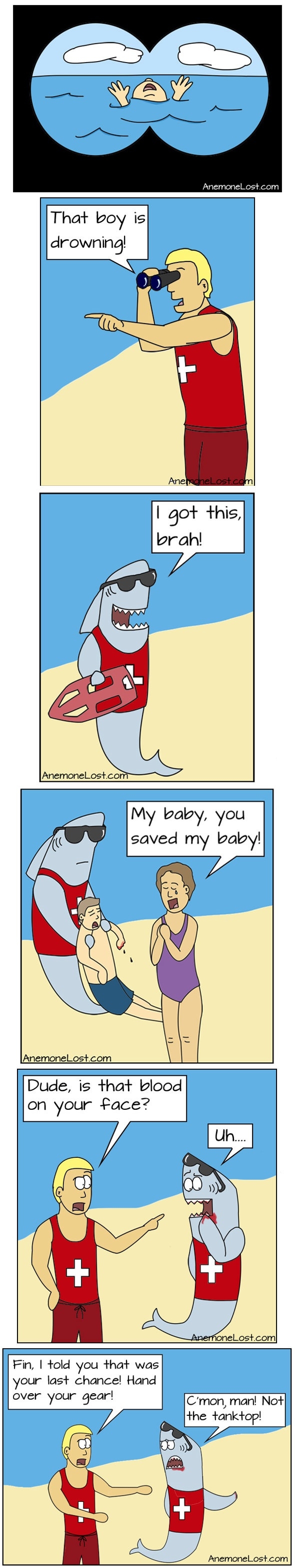Fin was a lifeguard