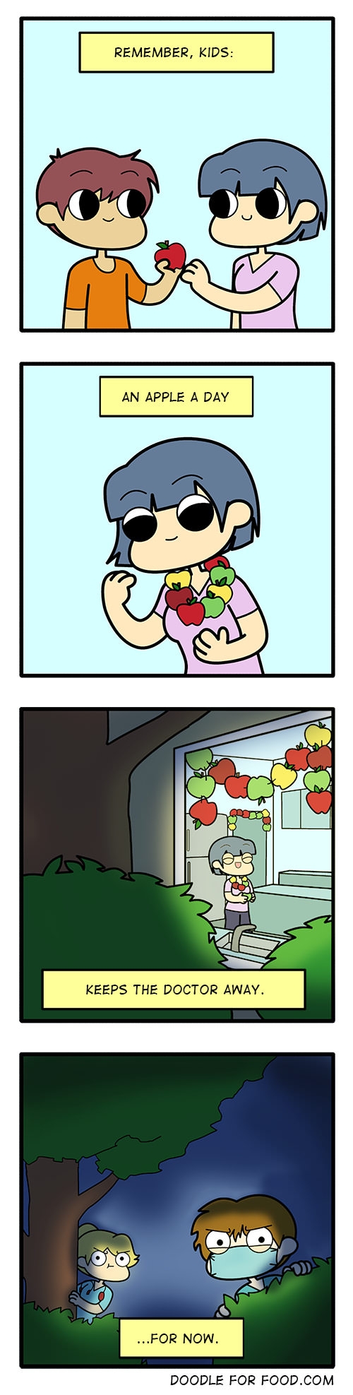 Hang apples in the windows they cant get in