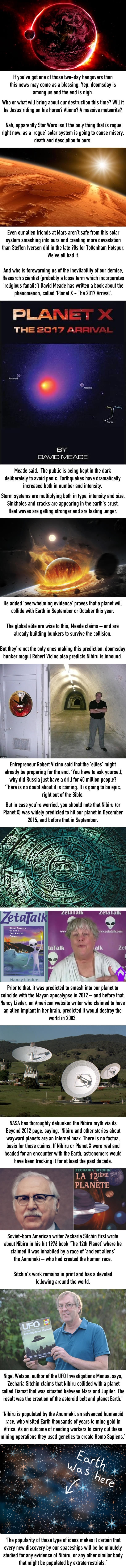Earth will be destroyed in October 2017