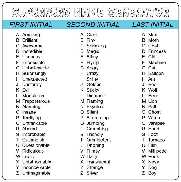 Superhero name generator