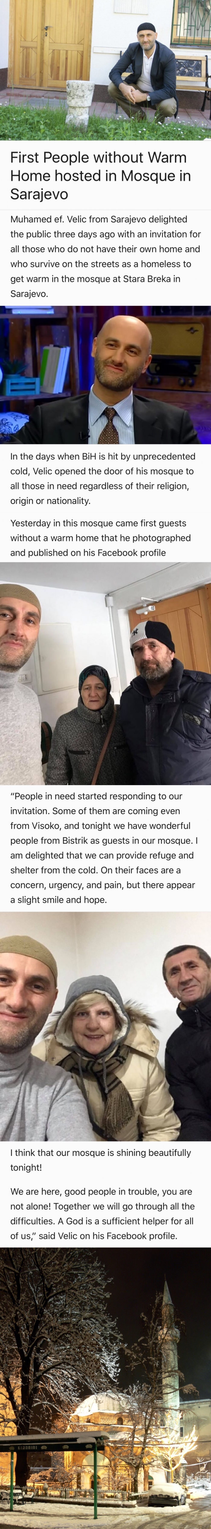 An Imam opened doors of a mosque to homeless people during winter.