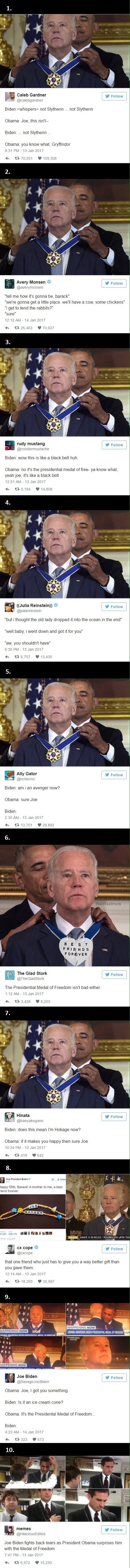 People's reactions on Obama awarding Biden the presidential medal