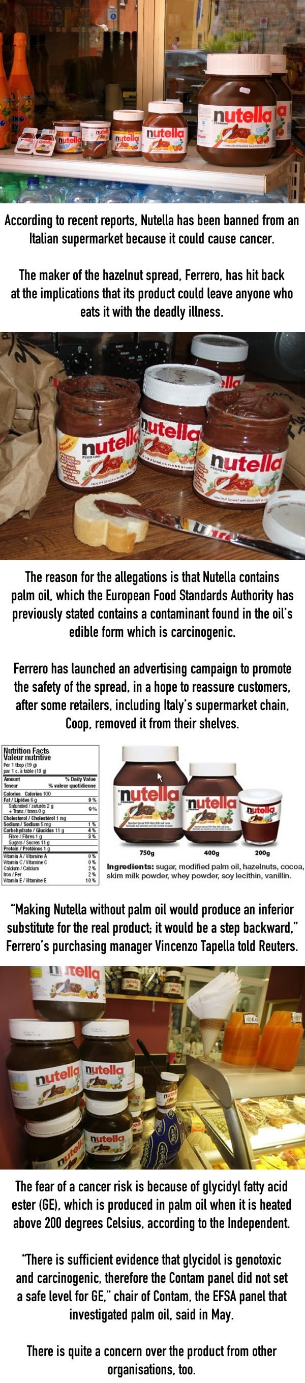 Supermarket bans Nutella