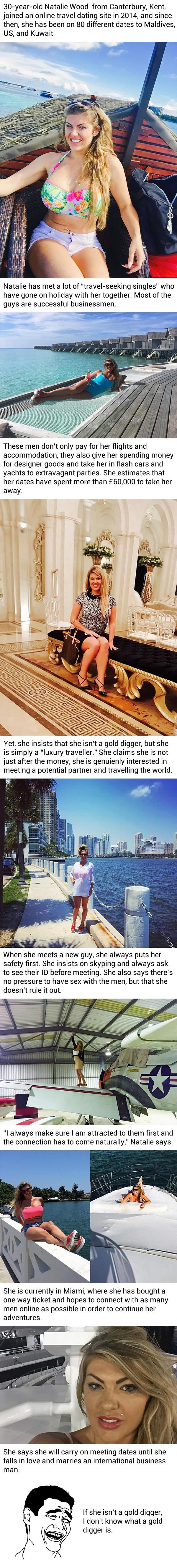 Woman travels the world free by finding rich dates