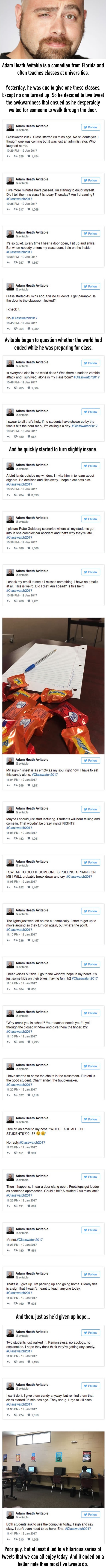 Teacher live tweeted a class no one showed up for
