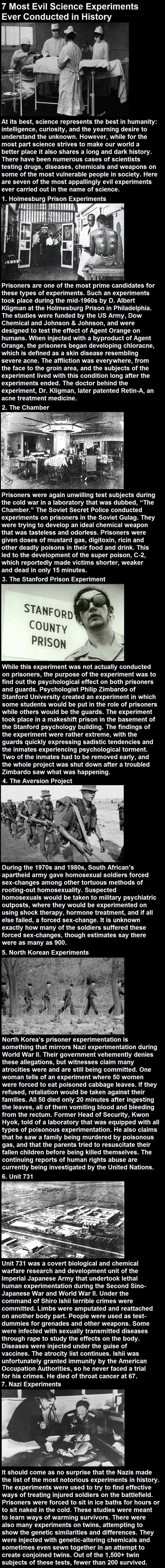 Most evil science experiments ever conducted in history