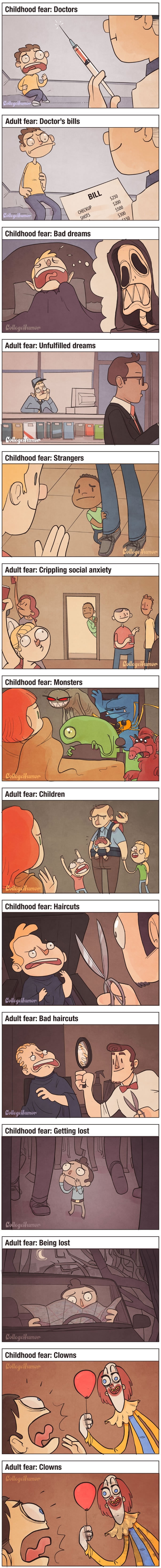 Childhood fears vs adult fears