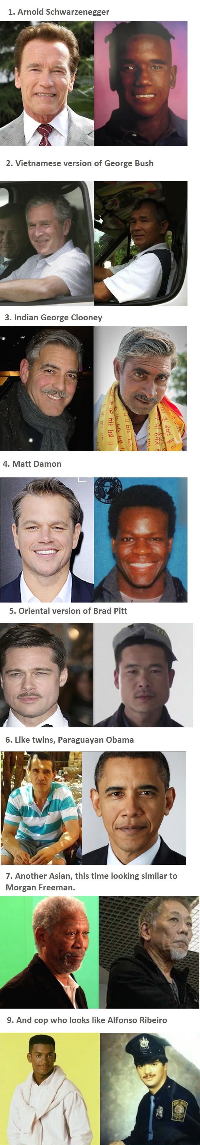 Famous people that have look-alikes from other races