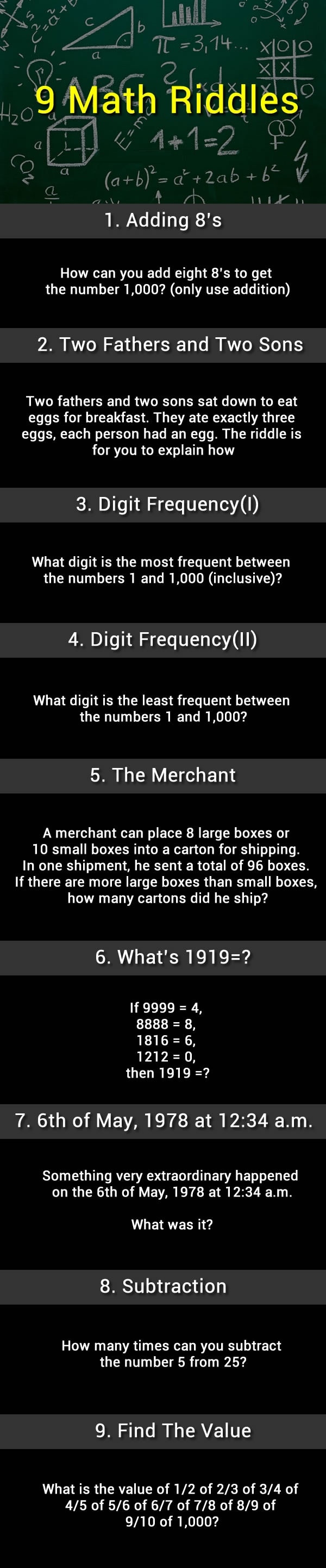 Can you solve these math riddles?