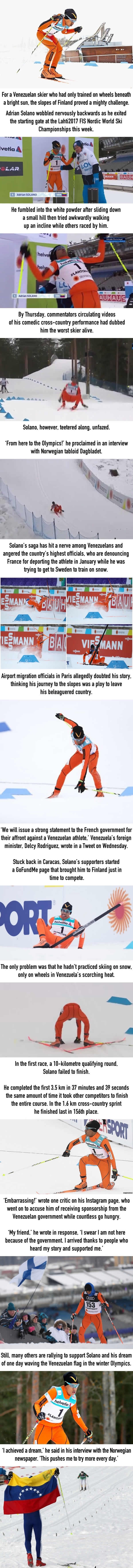 Venezuelan skier delivers inspiring response