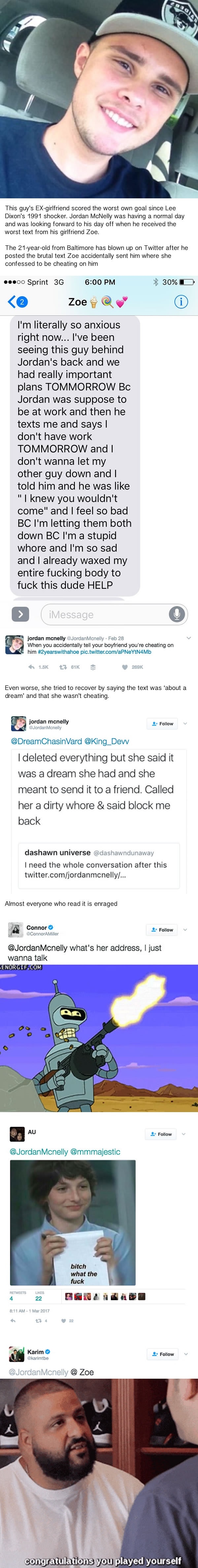 Girl accidentally texts her plans to cheat to her bf