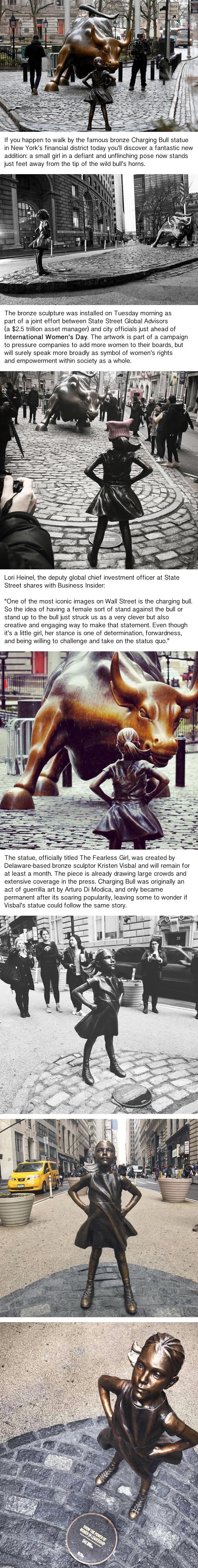 Statue of defiant girl now confronts famous Charging Bull on Wall Street