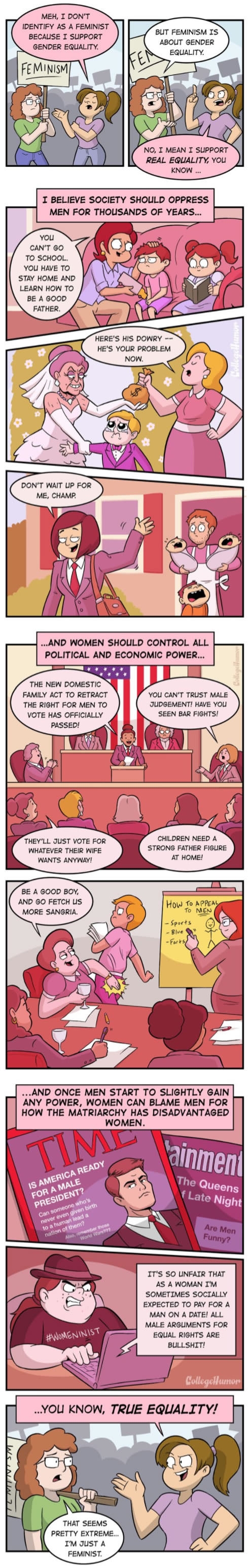 When you support gender equality, but not feminism