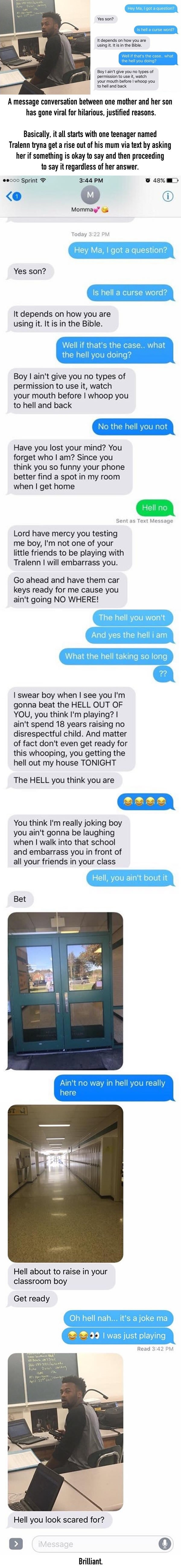 Mum savages son in school after he swears in text