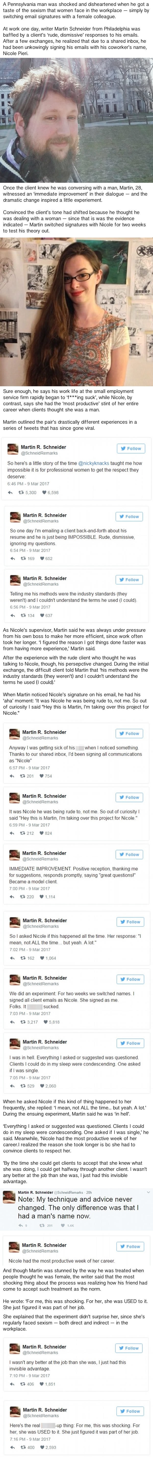 Man switches email signatures with his female coworker