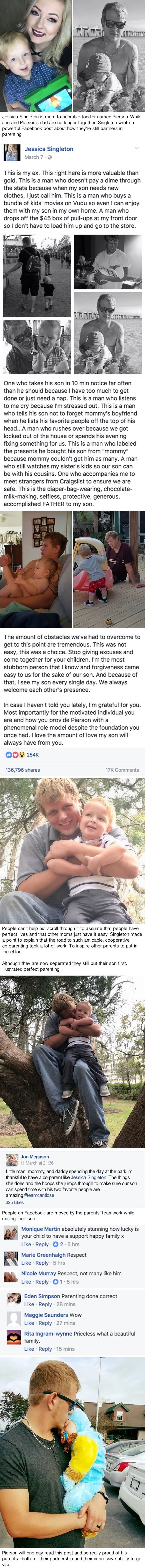 Mother's post goes viral with tribute to her ex