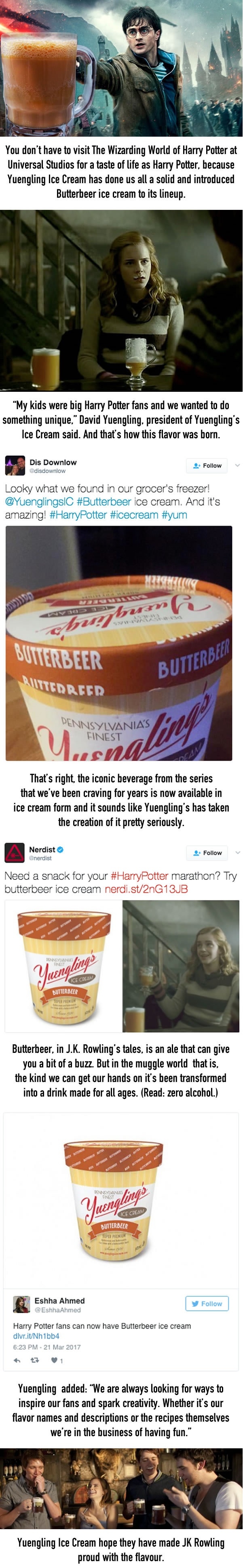 Yuengling makes Butterbeer ice cream for Potterheads