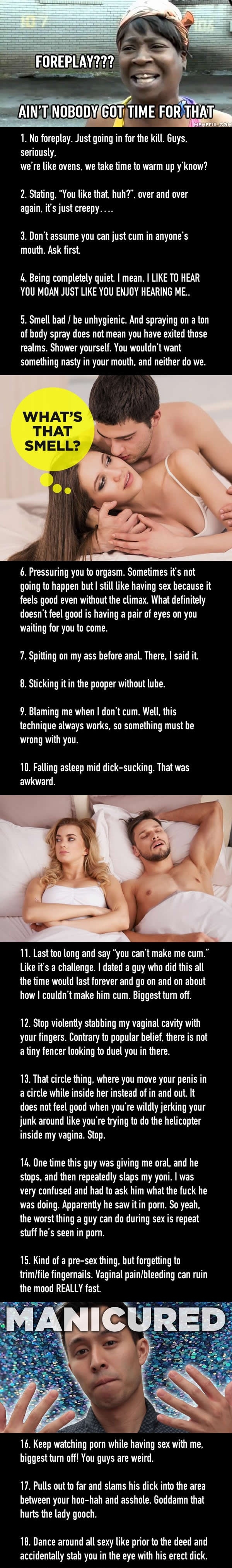 Girls on the dumb things guys do during s*x