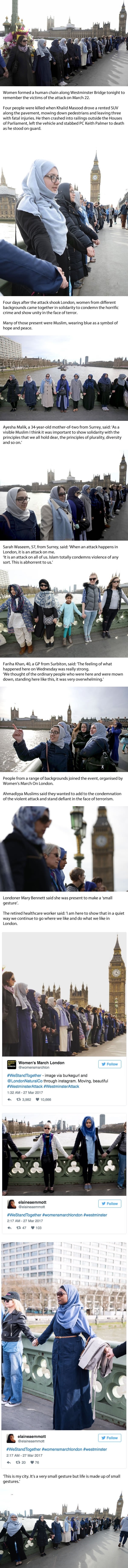 Muslim women gathered on Westminster Bridge