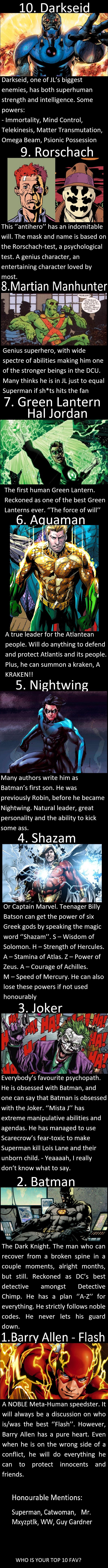 Who are your top 10 fav DC characters?