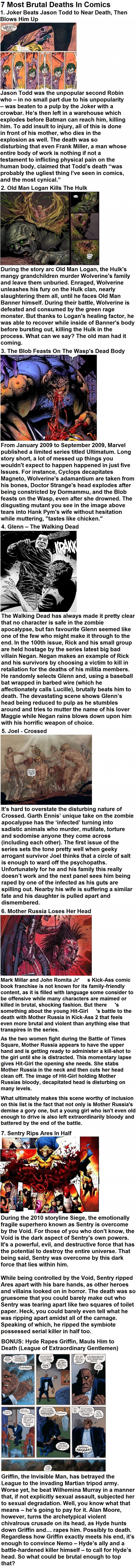 Most brutal deaths in comics