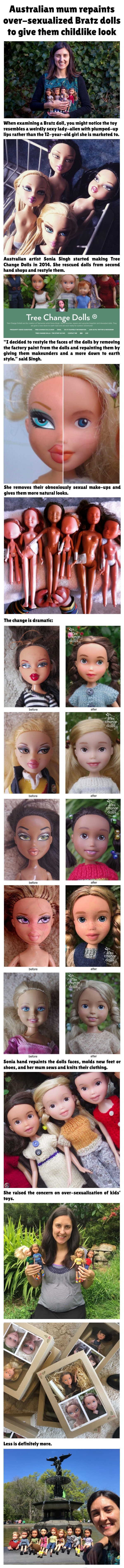 Australian mum repaints Bratz dolls