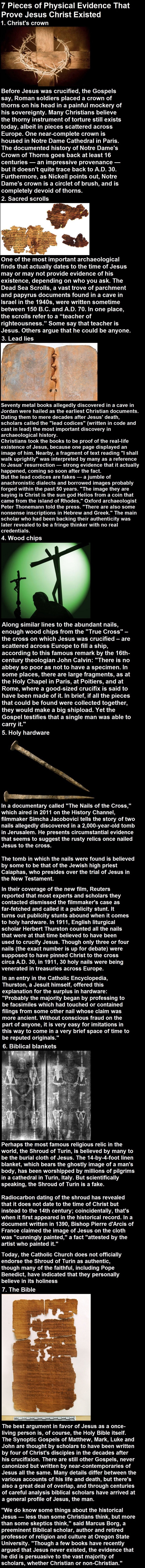 Physical evidence that prove Jesus existed